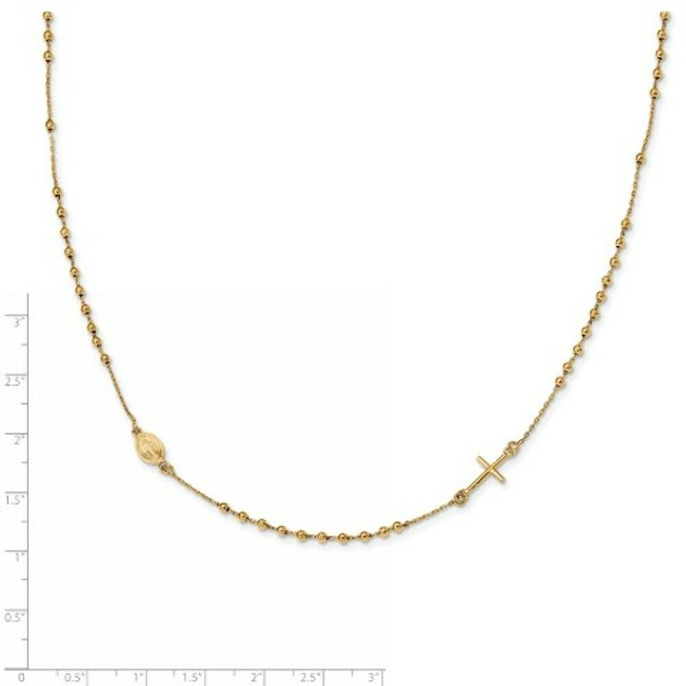 14K Yellow Gold 16in Cross Rosary Necklace  length: 16 inches