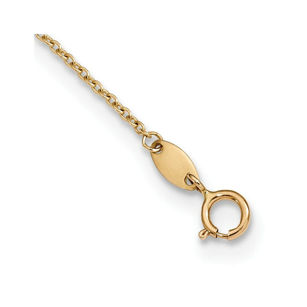 14k Yellow Gold with Rhodium-plated Diamond-cut Angel & Cross Necklace  length: 17 inches
