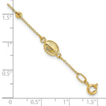 Load image into Gallery viewer, 14K Yellow Gold Diamond-cut Cross and Miraculous Medal .75in ext. Bracelet  length: 6.75 inches
