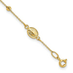 Load image into Gallery viewer, 14K Yellow Gold Diamond-cut Cross and Miraculous Medal .75in ext. Bracelet  length: 6.75 inches
