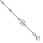 Load image into Gallery viewer, 14k White Gold Diamond-cut Cross and Miraculous Medal .75in ext. Bracelet  length: 6.75 inches
