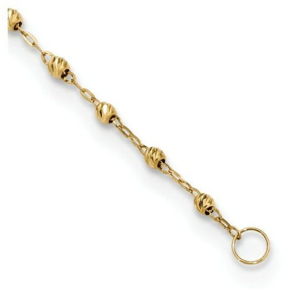 14K Yellow Gold Polished & Diamond-cut w/3in ext. Rosary Necklace  length: 20 inches