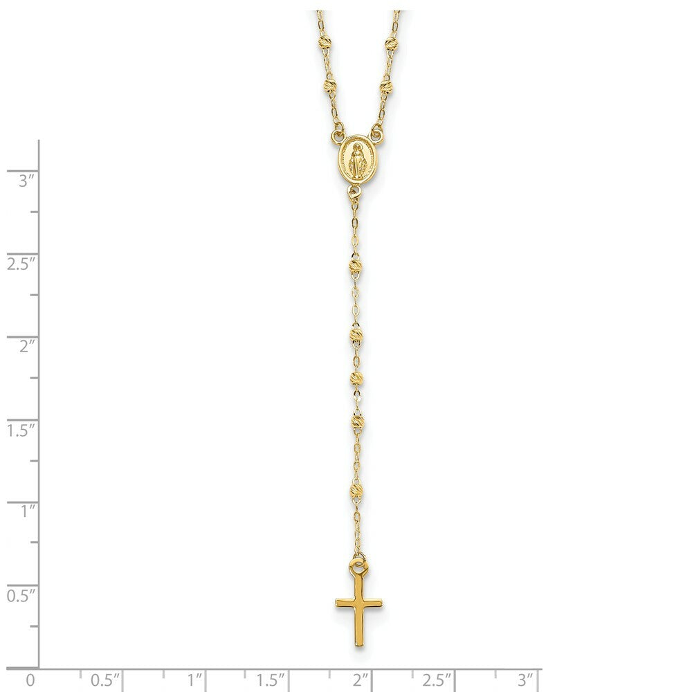 14K Yellow Gold Polished & Diamond-cut w/3in ext. Rosary Necklace  length: 20 inches