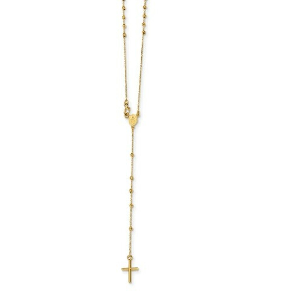 14K Yellow Gold Rosary Necklace  length: 16.5 inches