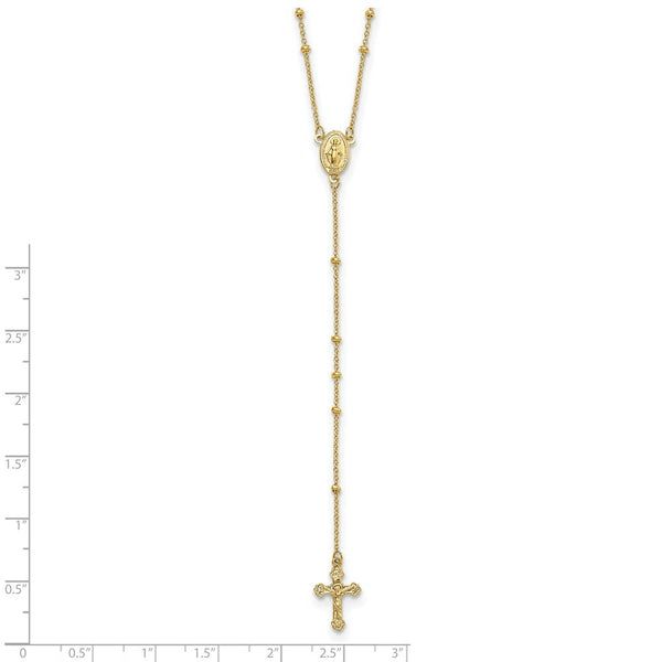 14K Yellow Gold 2mm Beaded Rosary Necklace  length: 19.5 inches