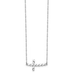Load image into Gallery viewer, 14k White Gold Polished Twisted Sideways Cross Necklace  length: 17 inches

