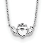Load image into Gallery viewer, 14k White Gold Polished Claddagh Necklace  length: 17 inches
