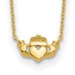 Load image into Gallery viewer, 14K Yellow Gold Claddagh Necklace  length: 17 inches
