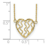Load image into Gallery viewer, 14K Yellow Gold Satin and Diamond-cut Heart 18in Necklace  length: 18 inches
