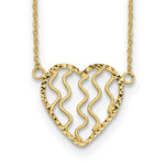 Load image into Gallery viewer, 14K Yellow Gold Satin and Diamond-cut Heart 18in Necklace  length: 18 inches
