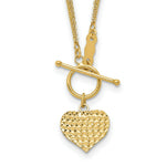 Load image into Gallery viewer, 14K Yellow Gold 3-Strand Diamond-cut Heart Toggle Necklace  length: 18 inches
