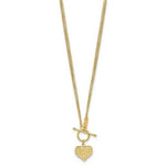 Load image into Gallery viewer, 14K Yellow Gold 3-Strand Diamond-cut Heart Toggle Necklace  length: 18 inches
