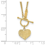 Load image into Gallery viewer, 14K Yellow Gold 3-Strand Diamond-cut Heart Toggle Necklace  length: 18 inches
