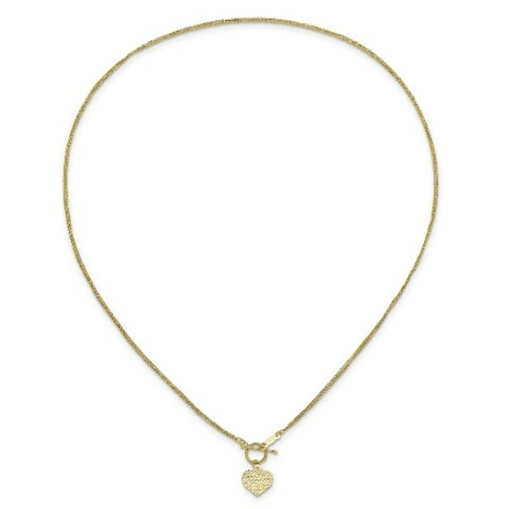 14K Yellow Gold 3-Strand Diamond-cut Heart Toggle Necklace  length: 18 inches