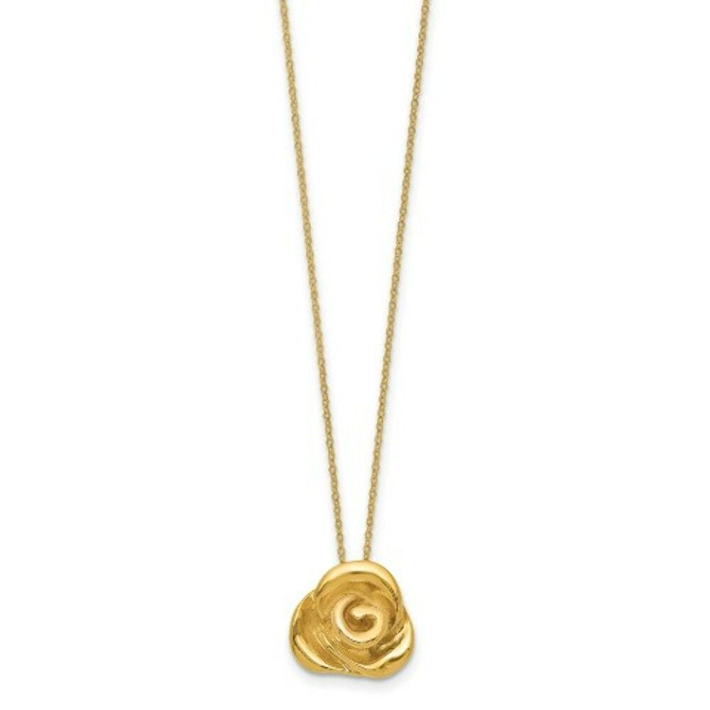 14K Yellow Gold Puffed Rose Necklace  length: 18 inches