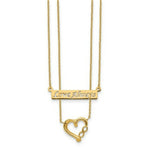 Load image into Gallery viewer, 14k Yellow Gold Two-Strand Love Always Text Bar and Heart Necklace  length: 17 inches
