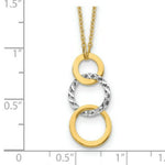 Load image into Gallery viewer, 14k Two-tone Gold Polished &amp; Textured 3-Circle Necklace  length: 17 inches
