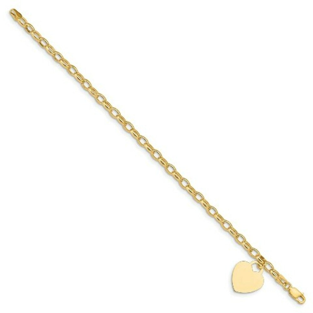 7.5" Length Bracelet 14K Yellow Gold Heart Charm Bracelet