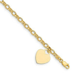 Load image into Gallery viewer, 7.5" Length Bracelet 14K Yellow Gold Heart Charm Bracelet
