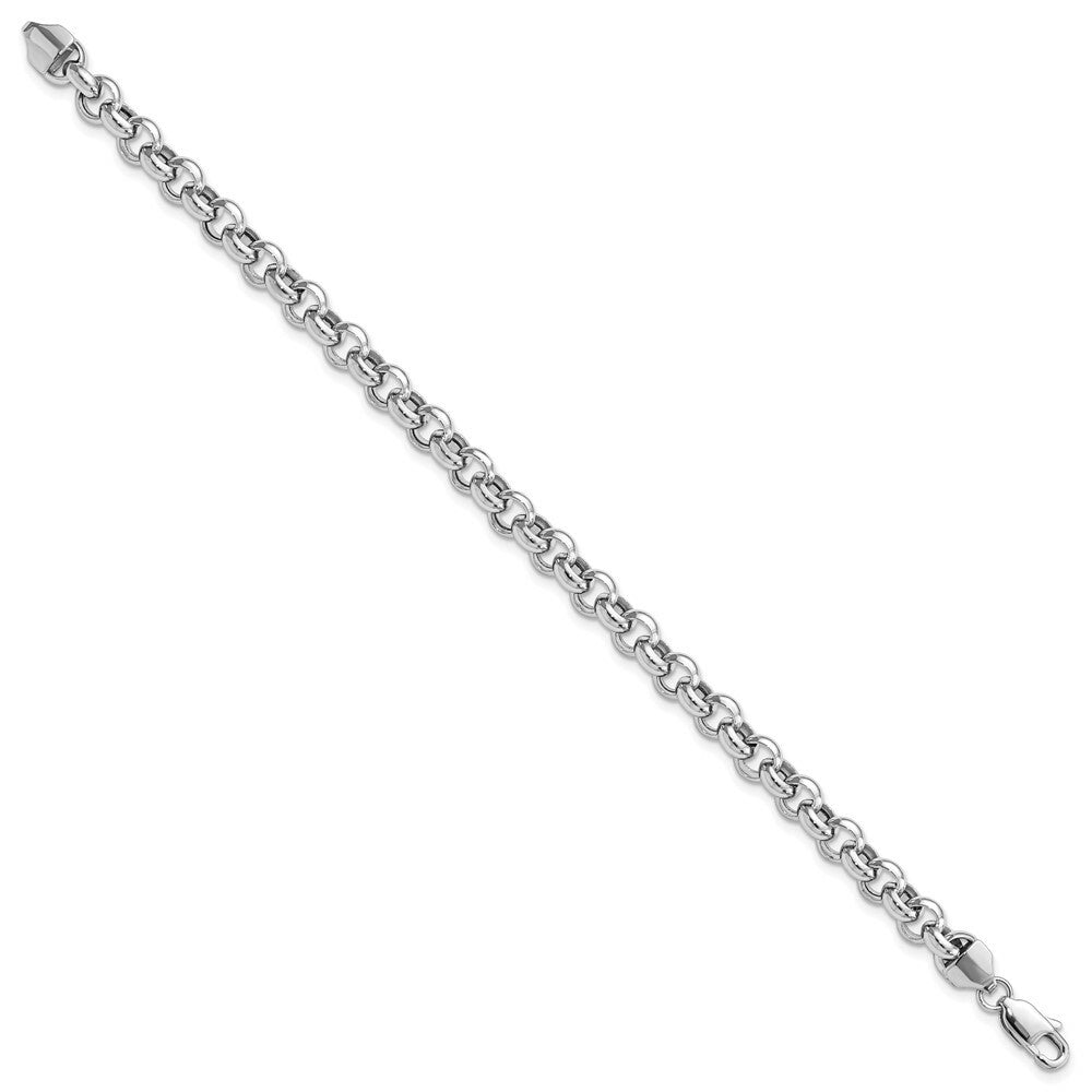 14K White Gold 6.25mm Polished Fancy Rolo Link Bracelet  Length 7.5'' inches