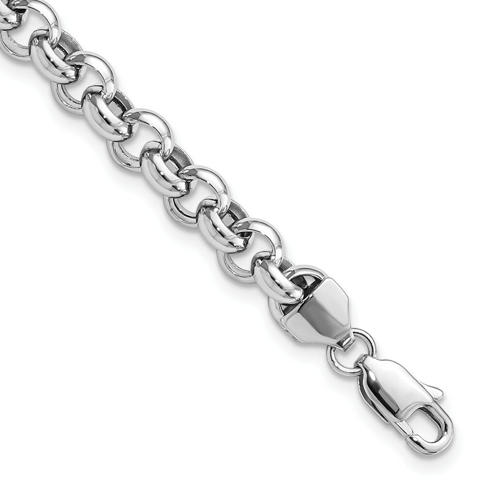 14K White Gold 6.25mm Polished Fancy Rolo Link Bracelet  Length 7.5'' inches