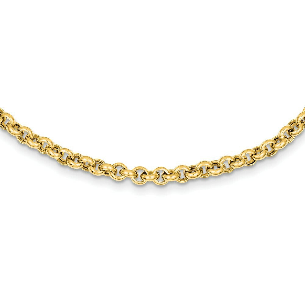 14K Yellow Gold 15mm Polished Fancy Rolo Link Necklace  Length 18'' inches