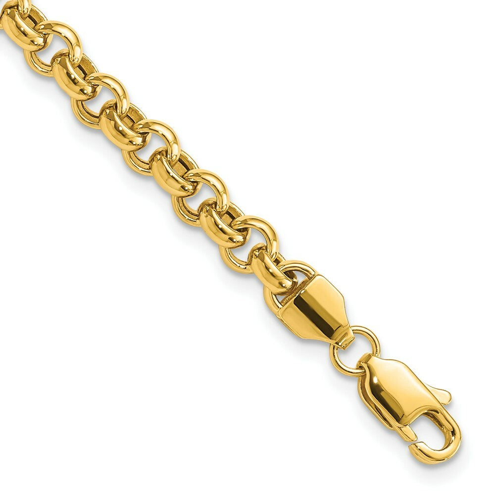 14K Yellow Gold 5mm Polished Fancy Rolo Link Bracelet  Length 7.5'' inches