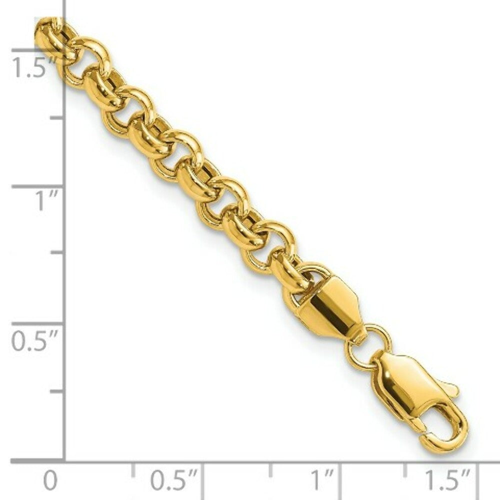 14K Yellow Gold 5mm Polished Fancy Rolo Link Bracelet  Length 7.5'' inches