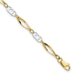 Load image into Gallery viewer, 14K Two-tone Gold Polished Fancy Link Bracelet  Length 7'' inches
