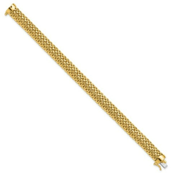 14K Yellow Gold 9.25mm Polished Mesh Bracelet  Length 7.25'' inches