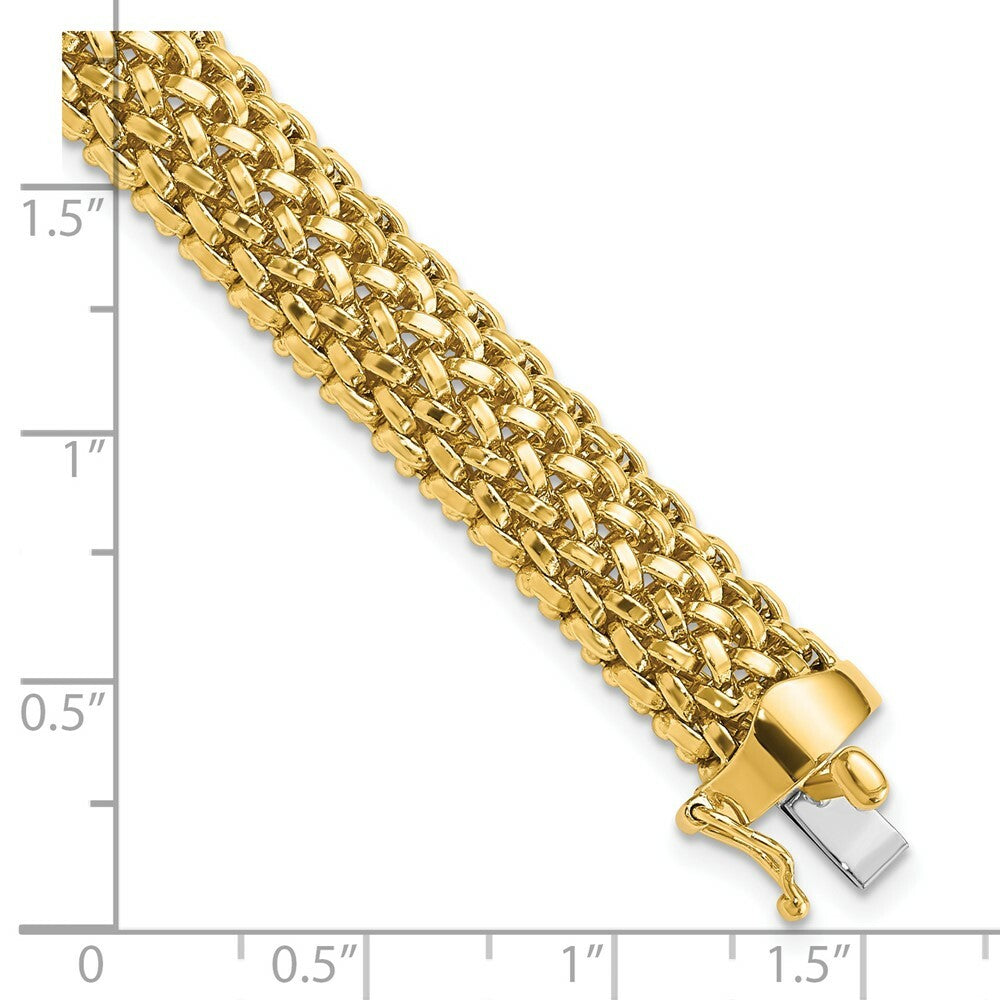 14K Yellow Gold 9.25mm Polished Mesh Bracelet  Length 7.25'' inches