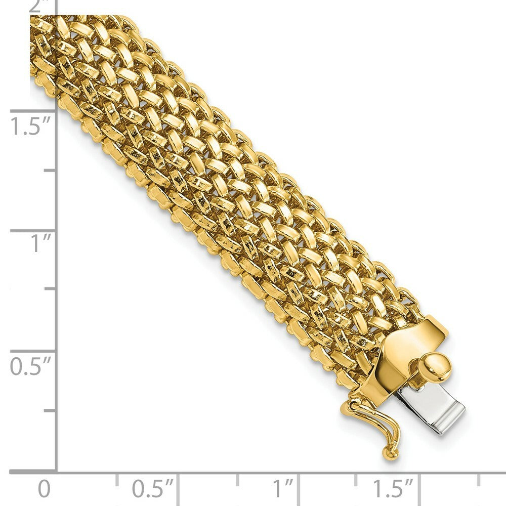 14K Yellow Gold 12.5mm Polished Mesh Bracelet  Length 7.25'' inches