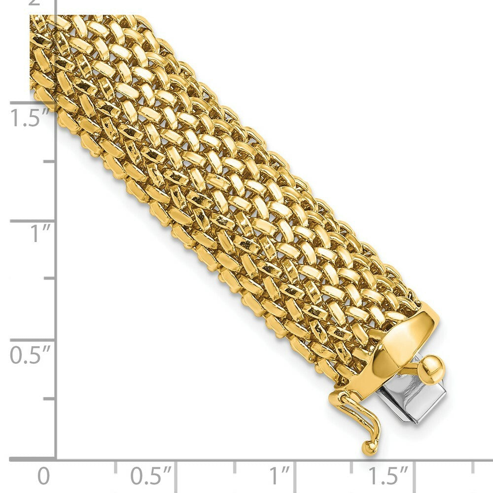 14K Yellow Gold 13.75mm Polished Mesh Bracelet  Length 7.25'' inches