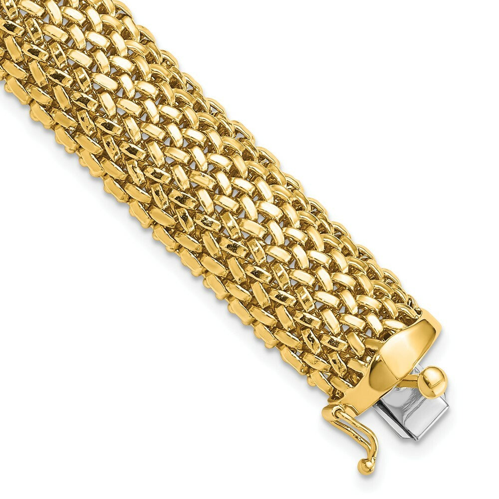 14K Yellow Gold 13.75mm Polished Mesh Bracelet  Length 7.25'' inches