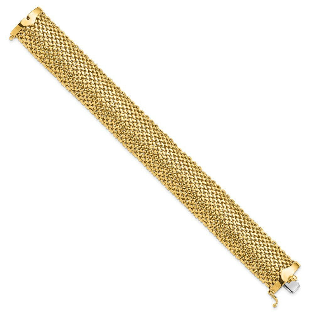 14K Yellow Gold 18.75mm Polished Mesh Bracelet  Length 7.25'' inches