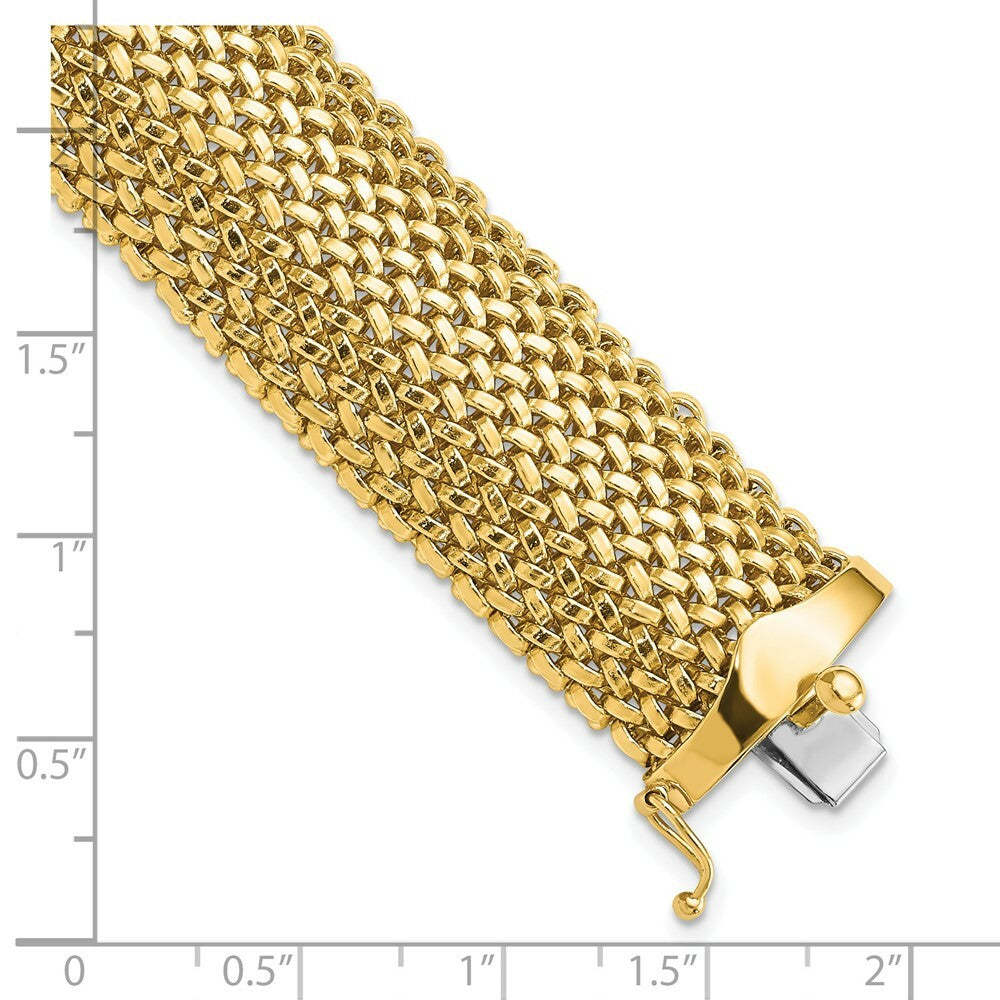 14K Yellow Gold 18.75mm Polished Mesh Bracelet  Length 7.25'' inches