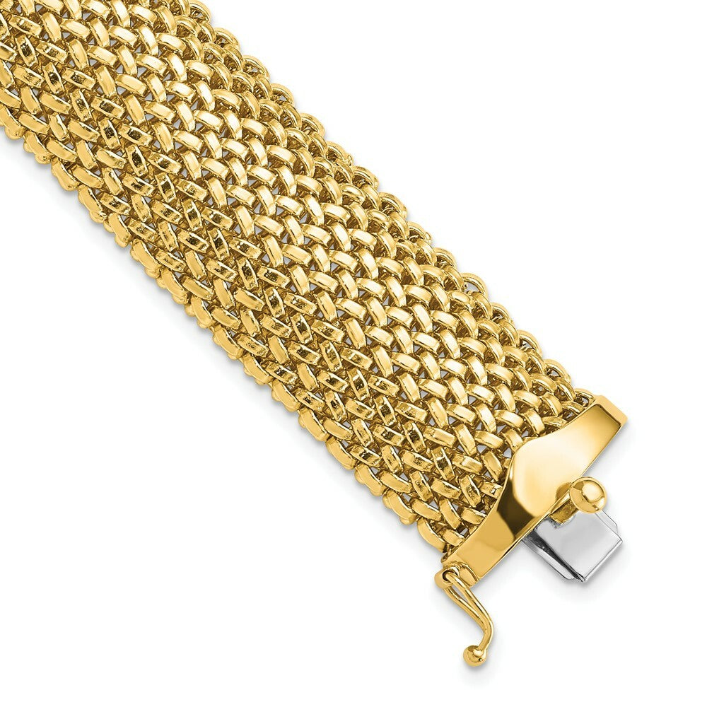 14K Yellow Gold 18.75mm Polished Mesh Bracelet  Length 7.25'' inches