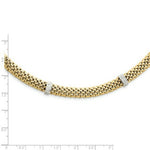 Load image into Gallery viewer, 14K Two-tone Gold 0.05-Carat Completed Polished Diamond &amp; Mesh Necklace  Length 17'' inches
