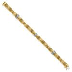 Load image into Gallery viewer, 14K Two-tone Gold 0.05-Carat Polished Diamond &amp; Mesh Bracelet  Length 7.25'' inches
