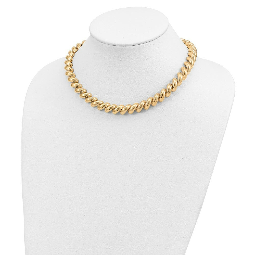 14K Yellow Gold Polished San Marco Necklace  Length 17'' inches