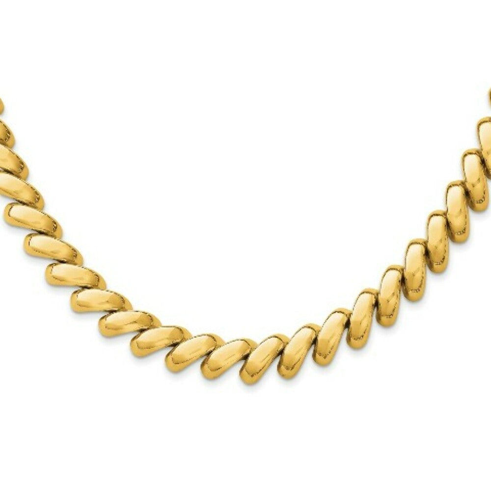 14K Yellow Gold Polished San Marco Necklace  Length 17'' inches