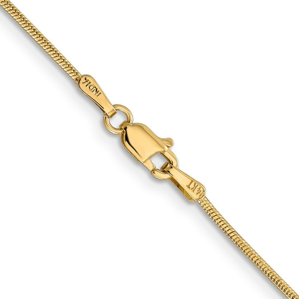 14K Yellow Gold 1.1mm Round Snake Chain Necklace  Length 16'' inches