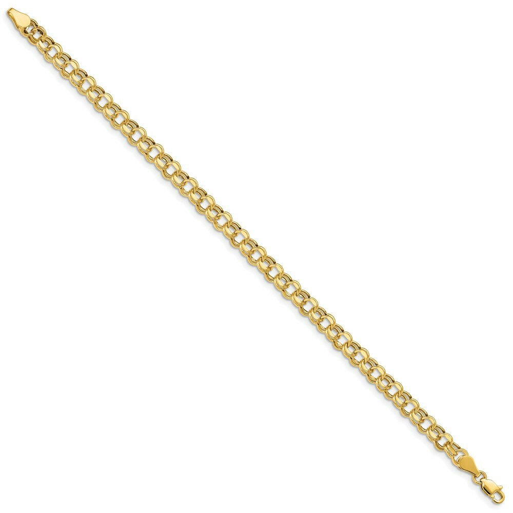 8.25" Length Bracelet 14K Yellow Gold Lite 5mm Double Link Charm Bracelet