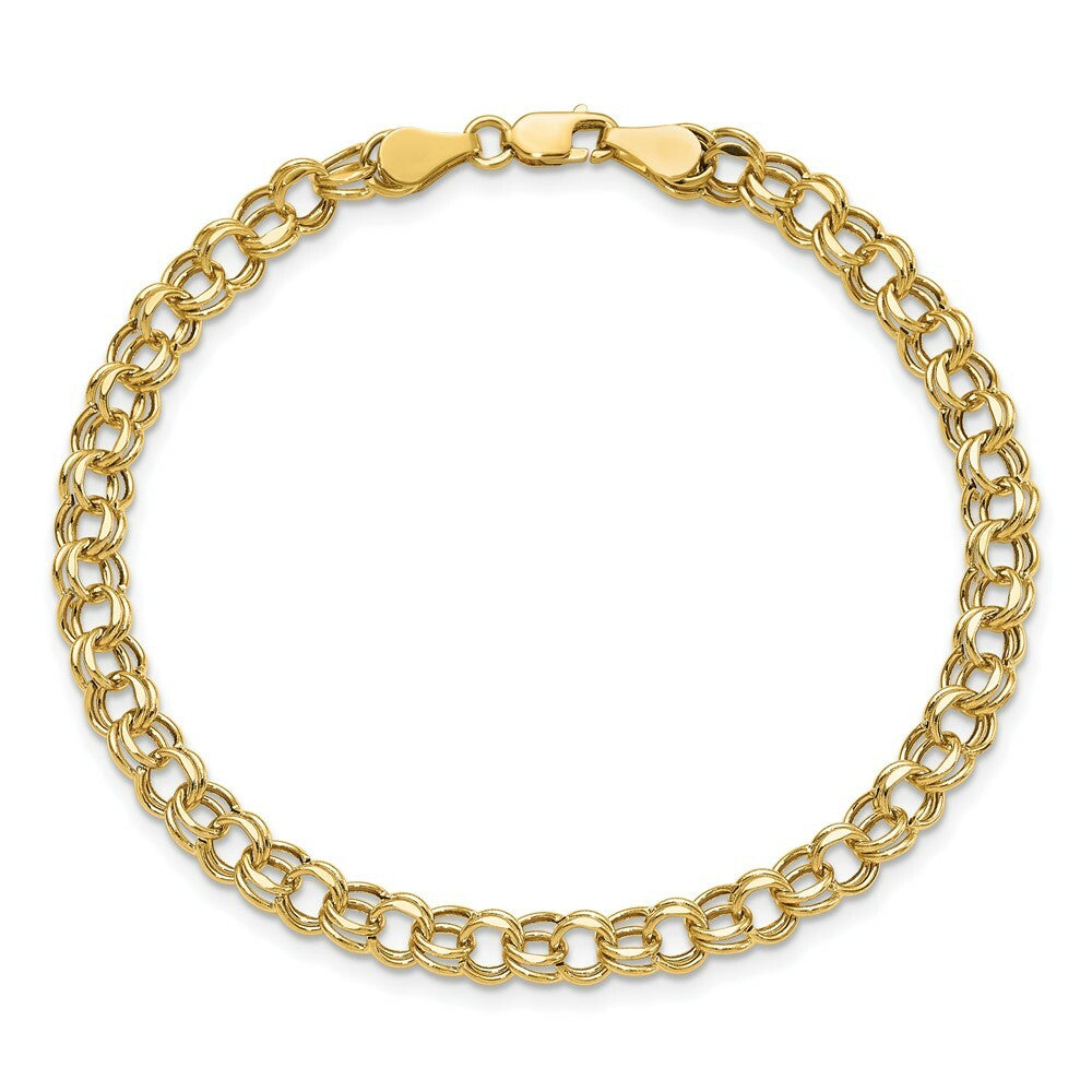 7.25" Length Bracelet 14K Yellow Gold Lite 5mm Double Link Charm Bracelet