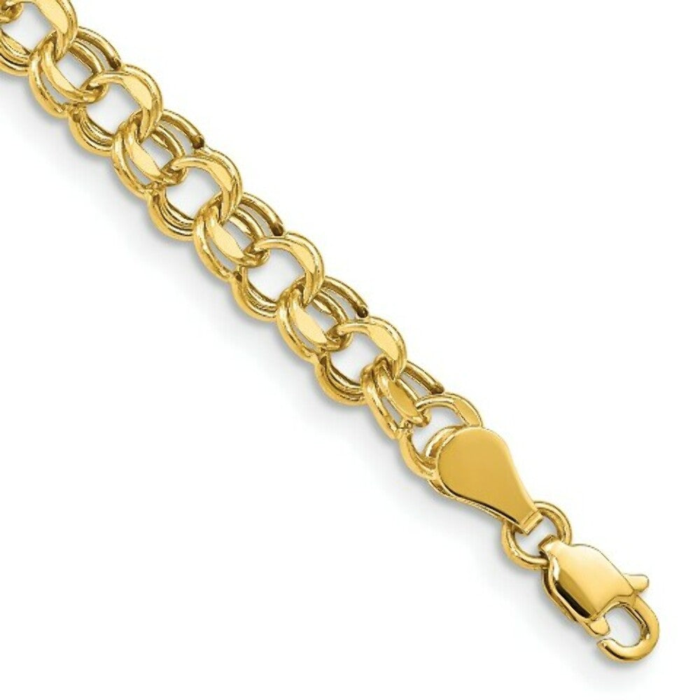 7.25" Length Bracelet 14K Yellow Gold Lite 5mm Double Link Charm Bracelet