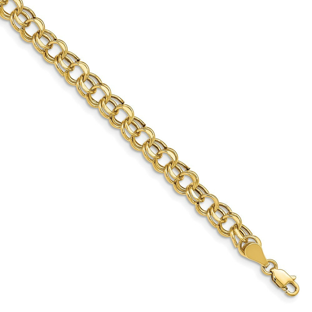 8" Length Bracelet 14K Yellow Gold Lite 5.5mm Double Link Charm Bracelet