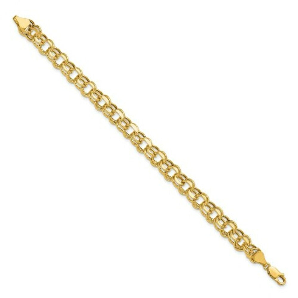 8" Length Bracelet 14K Yellow Gold Lite 5.5mm Double Link Charm Bracelet