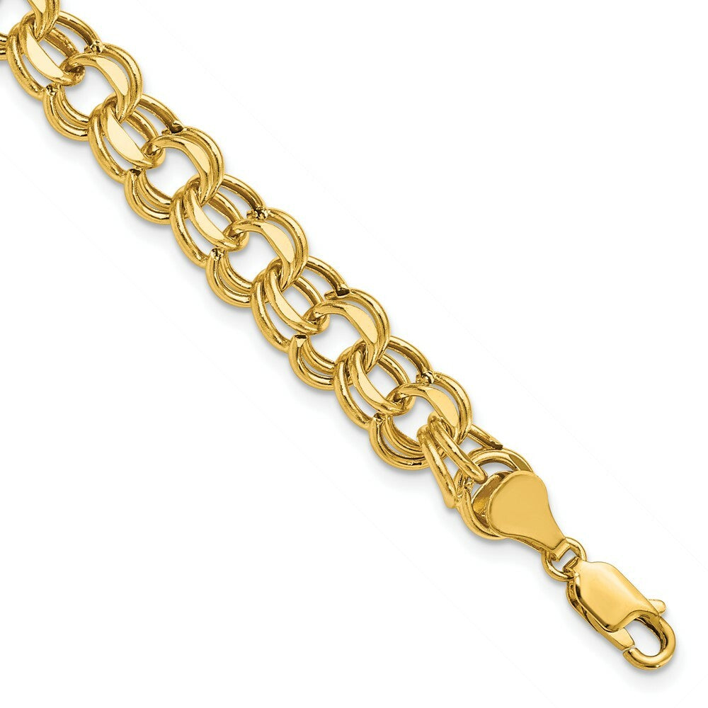 8.25" Length Bracelet 14K Yellow Gold Lite 8mm Double Link Charm Bracelet