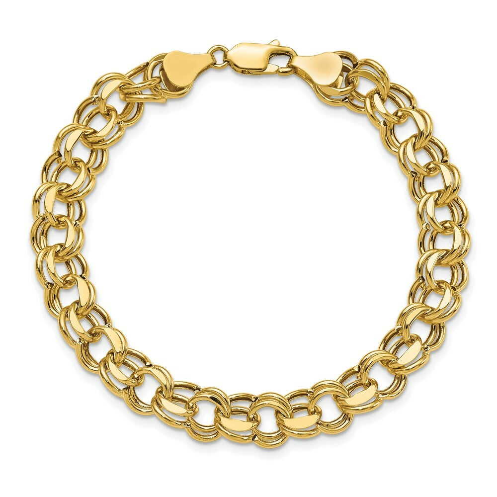 7.25" Length Bracelet 14K Yellow Gold Lite 8mm Double Link Charm Bracelet