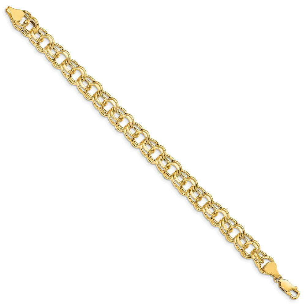 7.25" Length Bracelet 14K Yellow Gold Lite 8.5mm Double Link Charm Bracelet